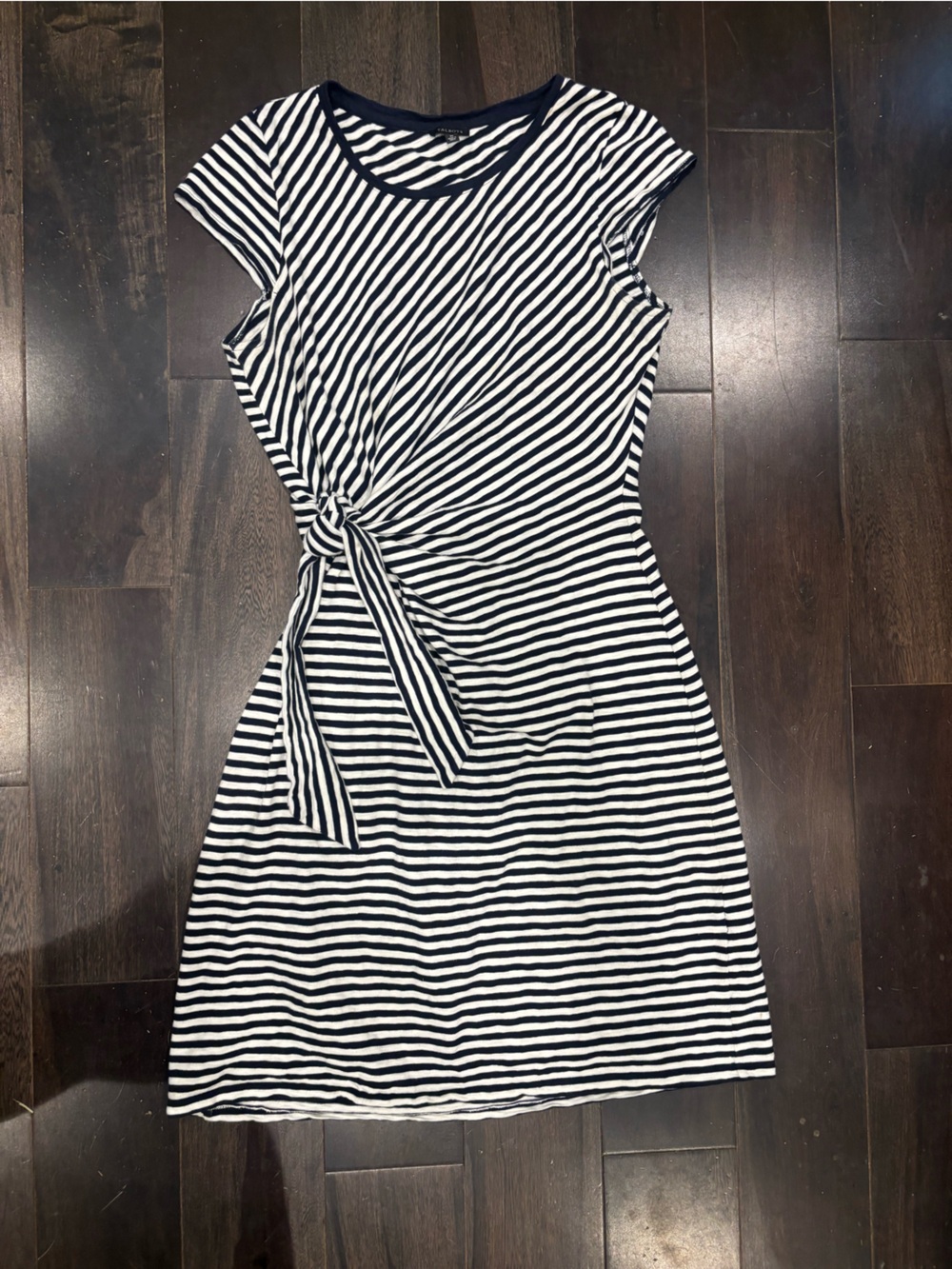 Talbots Navy and White Striped Knot Front Dress